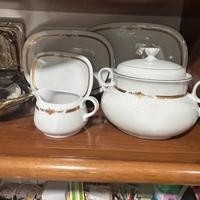 Set zuppiera con piatti in bagno oro Bavaria