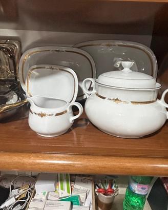 Set zuppiera con piatti in bagno oro Bavaria