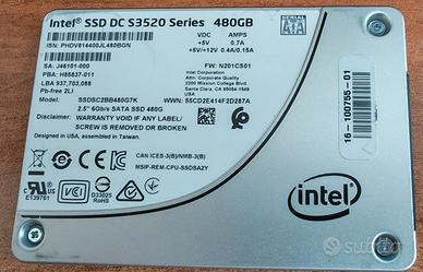Hard Disk Intel SSD DC S3520 Series 480 GB, SATA 6