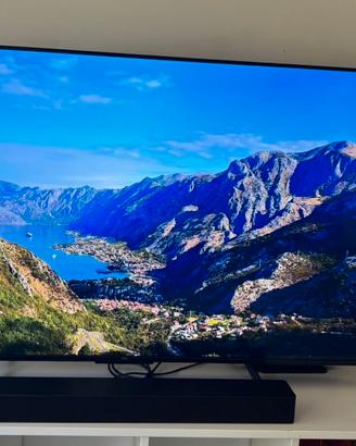 TV TCL 55" QLED 4K + soundbar Hisense + supporto