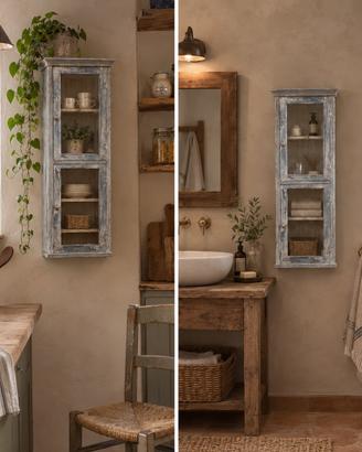 Vetrinetta in legno shabby chic stile vintage