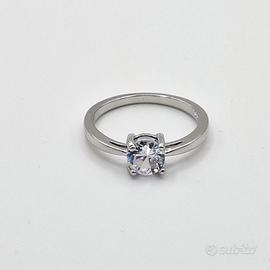 elegante anello solitario zircone argento donna 