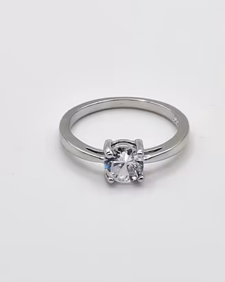 elegante anello solitario zircone argento donna 