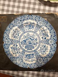 Piatto decorativo vintage ceramica blu stile ingle