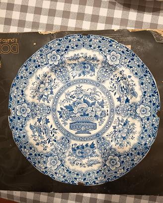 Piatto decorativo vintage ceramica blu stile ingle