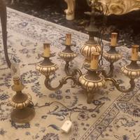 Lampadario antico + lume + base per televisore.