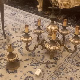 Lampadario antico + lume + base per televisore.