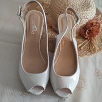 Sandali con zeppa in sughero bianchi da donna