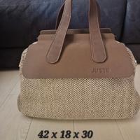 JU'STO donna  borsa  bauletto in tweed marrone