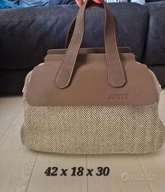 JU'STO donna  borsa  bauletto in tweed marrone