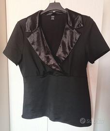 Maglia nera collo in raso