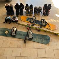 Snowboard, sci, scarponi da snowboard