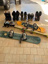 Snowboard, sci, scarponi da snowboard