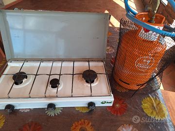 fornello campeggio con bombola e riduttore pressio