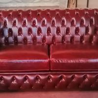Chesterfield 2 posti max in pelle vintage bordeaux