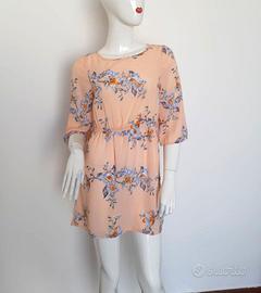 Abito copricostume corto rosa pesca fiori (S) H&M
