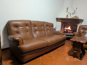 Set Salotto vera pelle - divano 3 posti +2 poltron