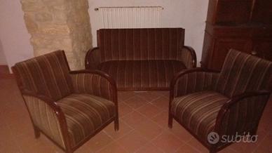 Set divano e due poltrone stile art deco