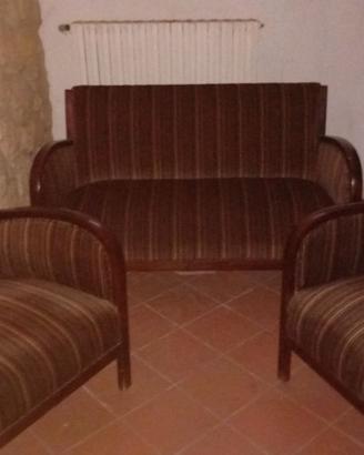 Set divano e due poltrone stile art deco