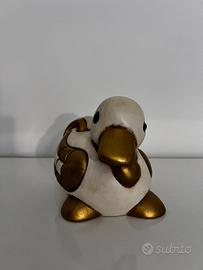 Anatra/Papera THUN Ceramica Bianca Oro Pezzo Raro