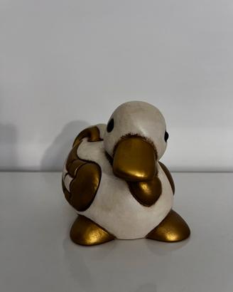 Anatra/Papera THUN Ceramica Bianca Oro Pezzo Raro