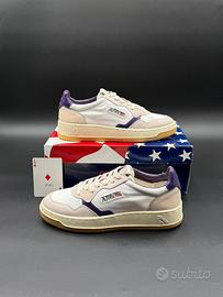 Autry medalist in pelle bianca e viola, beige 39