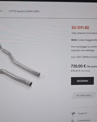 Scarico centrale Ragazzon per audi Rs4 2019
