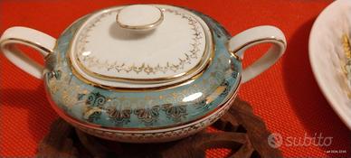 lattiera zuccheriera porcellane COPP verde oro