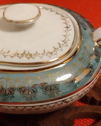 lattiera zuccheriera porcellane COPP verde oro