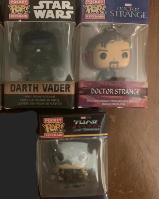 3 portachiavi funko pop star wars e Marvel