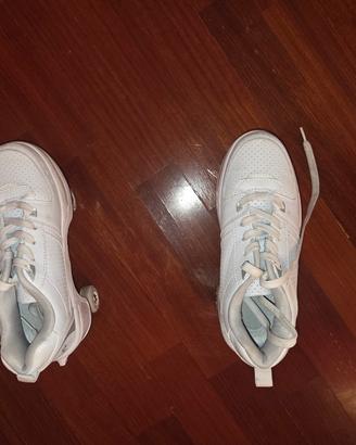 scarpe pattini LDTXH 2 in 1 similpelle bianche