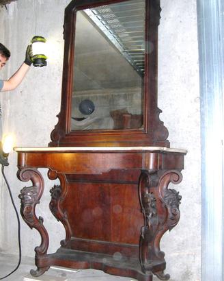 Antica consolle noce con specchiera Luigi Filippo