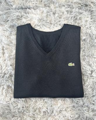 Gilet Lacoste Nero in Lana Scollo a V / Smanicato