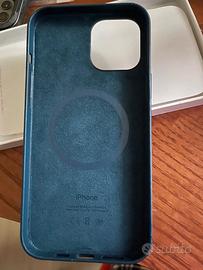 Custodia Iphone in pelle con MagSafe blu scuro