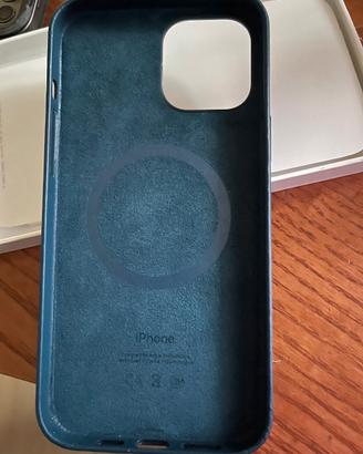 Custodia Iphone in pelle con MagSafe blu scuro