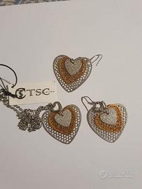 Orecchini e collana a forma di cuore TSC Jewels