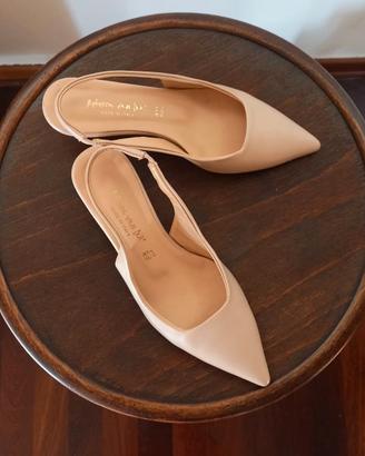 Décolleté slingback nude, usate 1 volta come nuove