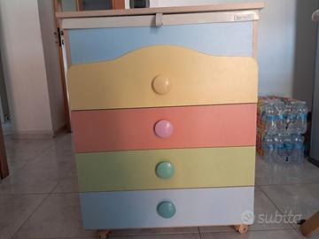 Cassettiera da bambino con vasca per  bagnetto