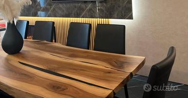 🍽 Tavolo da pranzo in legno + 10 sedie  in pelle