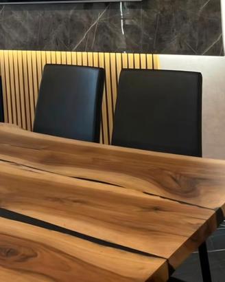 🍽 Tavolo da pranzo in legno + 10 sedie  in pelle