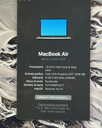 MacBook Air 2018 13 pollici