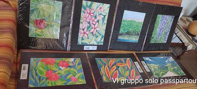 Dipinti a china con passpartout e cornice