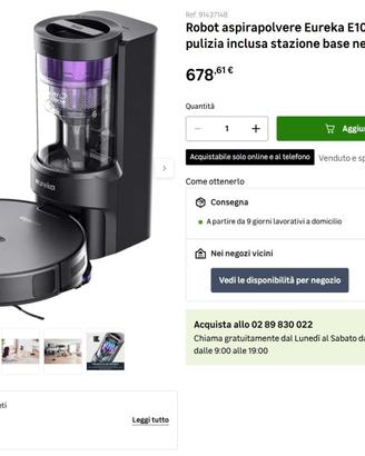 EUREKA NER E10s Robot Aspirapolvere Lavapavimenti