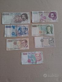 Lotto sette banconote vecchie lire pre euro. 