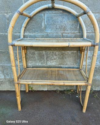 Scaffale mobiletto in bamboo vintage