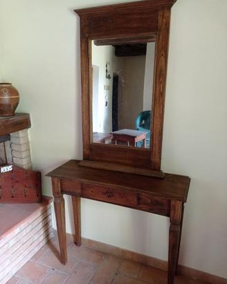Specchiera in legno massello stile rustico