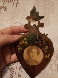 Porta foto liberty sorrentino legno ulivo dipinto