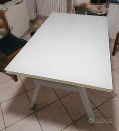 Tavolo allungabile bianco vetro metallo