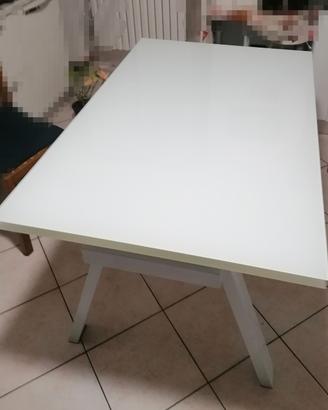 Tavolo allungabile bianco vetro metallo