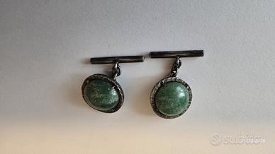 Gemelli da Polso Vintage Artigianali  Pietra Verde